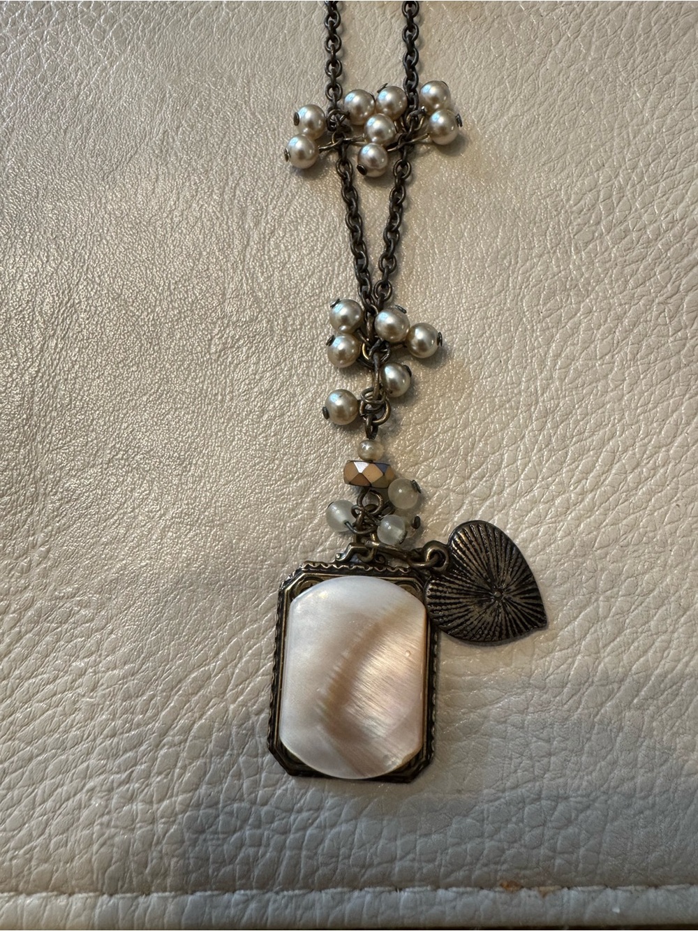 Vintage necklace with faux stone pendant and heart